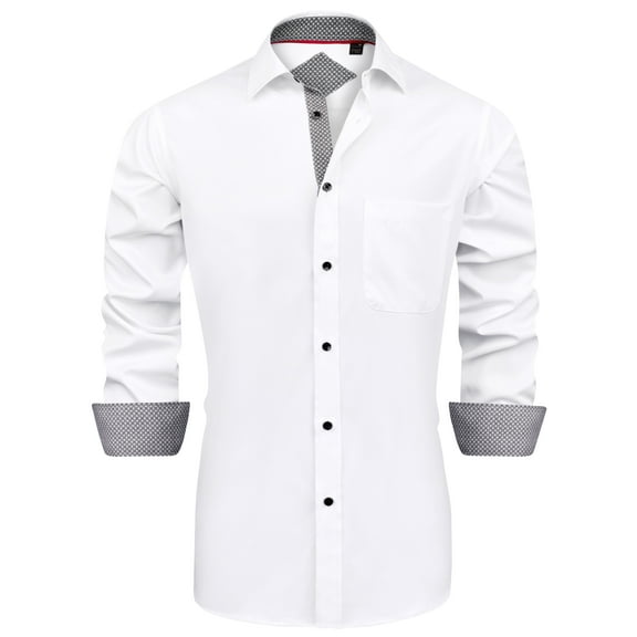 sogami Long Sleeve Collar Dress Shirt Cotton Spandex Shirts for Men