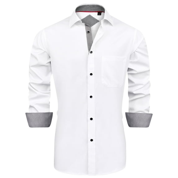sogami Long Sleeve Collar Dress Shirt Cotton Spandex Shirts for Men