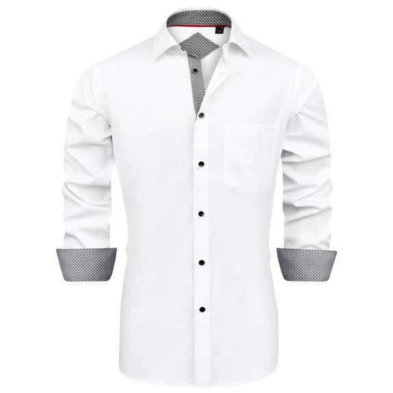 sogami Long Sleeve Collar Dress Shirt Cotton Spandex Shirts for Men