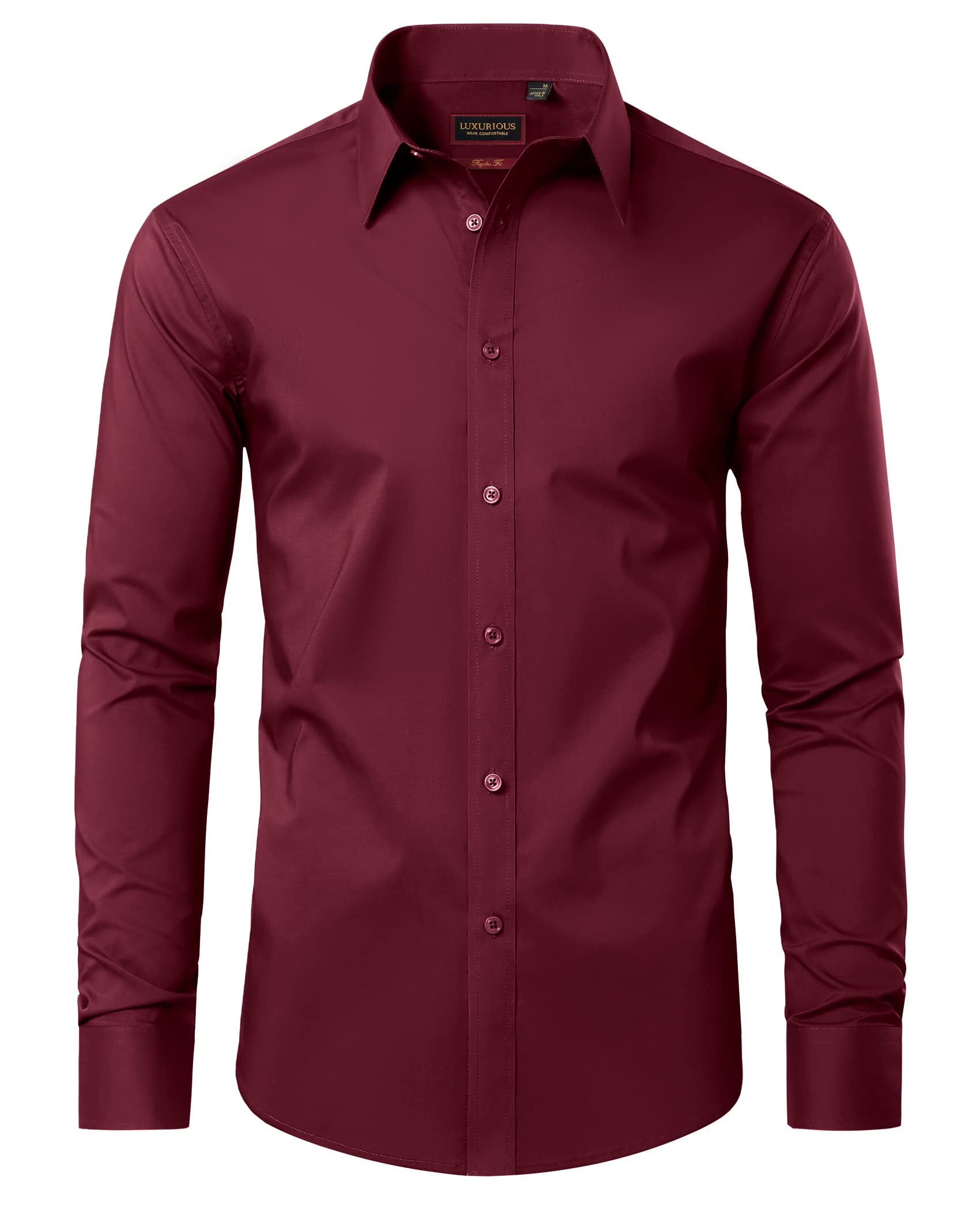 Alimens & Gentle Long Sleeve Cotton Dress Shirts for Men Button Down
