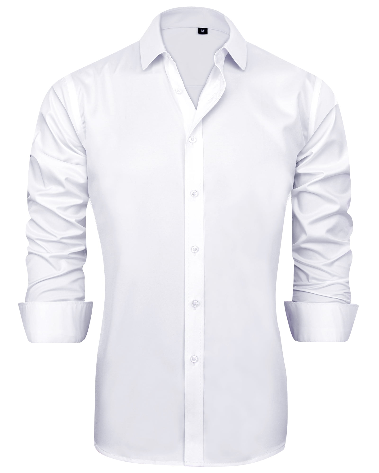 Sogami Long Sleeve Cotton Spandex Dress Shirt Casual Button Down Shirts for Men, Men's, Size: 2XL, White, image size:1601x2001