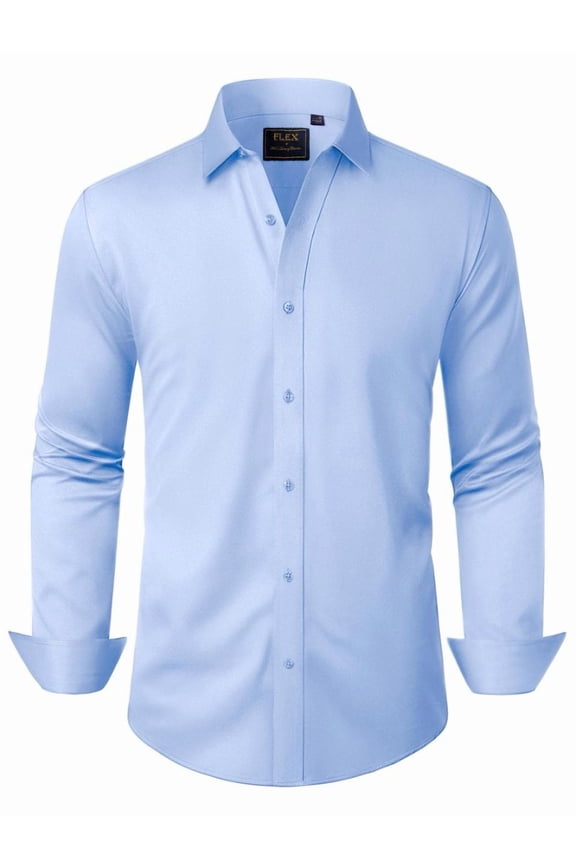 Long Sleeve Dress Shirt for Men Solid Business Shirts Regular Fit