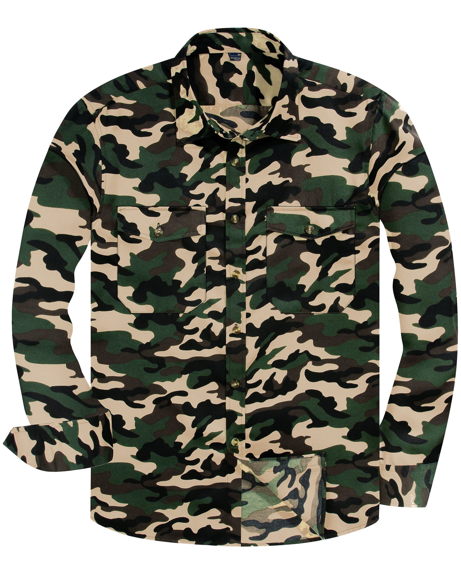 Alimens & Gentle Long Sleeve Dress Shirts for Men Camo Printed Button
