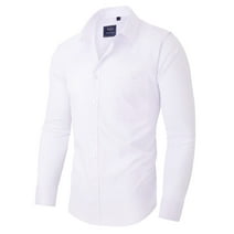 Alimens & Gentle Long Sleeve Solid Dress Shirts for Men Stretch Formal Business Shirt