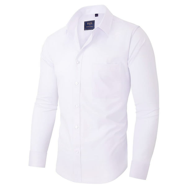Alimens & Gentle Long Sleeve Solid Dress Shirts for Men Stretch Formal ...