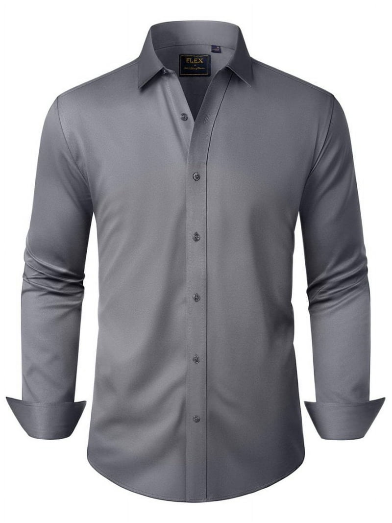 Alimens Gentle Long Sleeve Stretch Dress Shirt for Men, Button