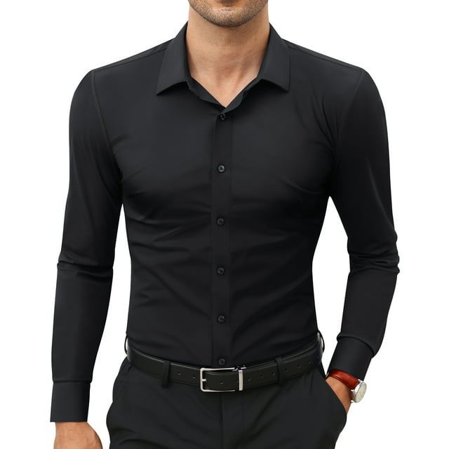 Alimens & Gentle Men's Fashion Dressy Long Sleeve Slim Fit Button Down