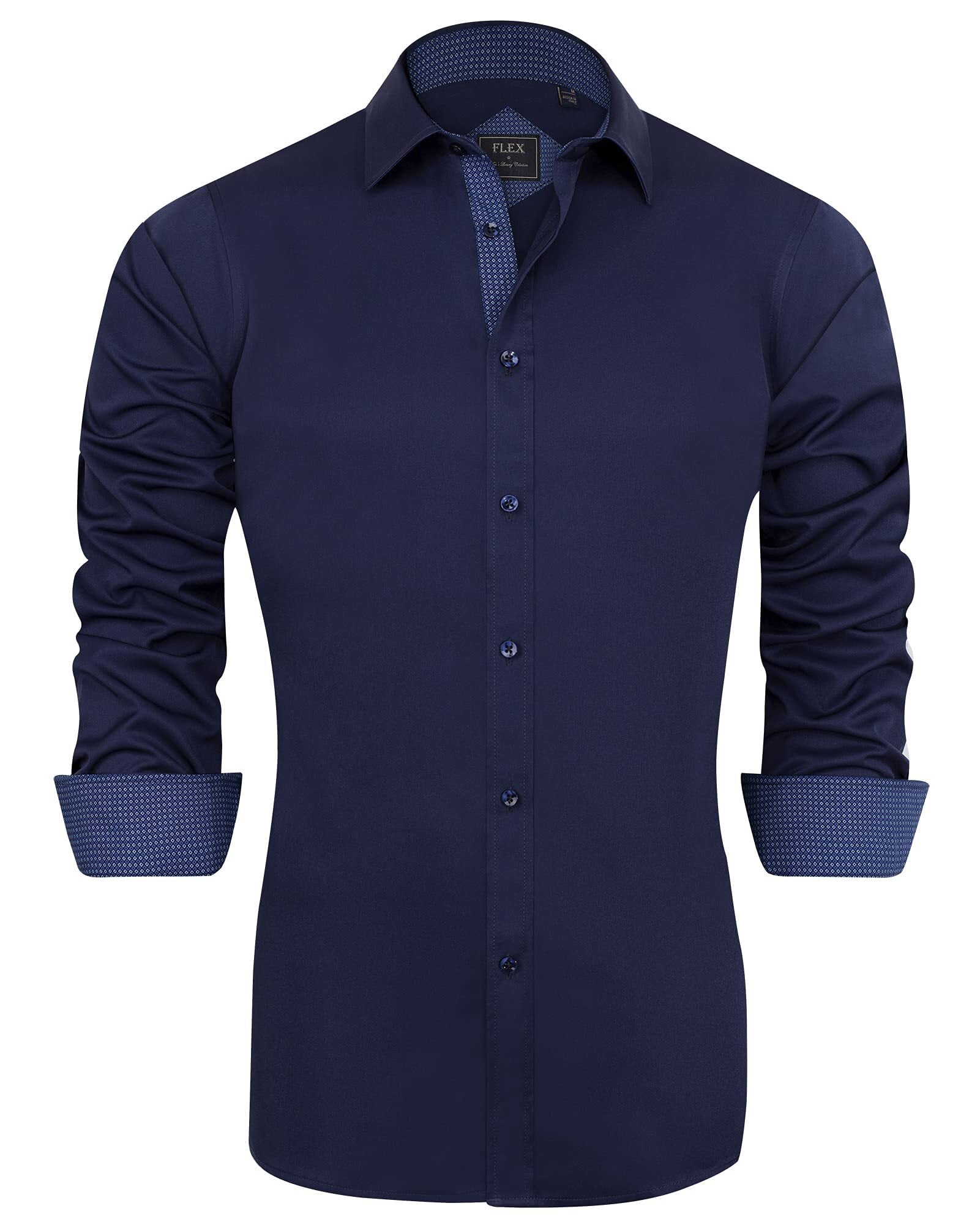 Alimens & Gentle Mens Long Sleeve Stretch Dress Shirts Casual