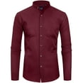 thumbnail image 1 of sogami Mandarin Collar Long Sleeve Button Down Shirts for Men Banded Collar Shirt, 1 of 7