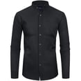 thumbnail image 1 of sogami Men's Banded Collar Dress Shirts Long Sleeve Stretch Button Down Shirt, 1 of 7