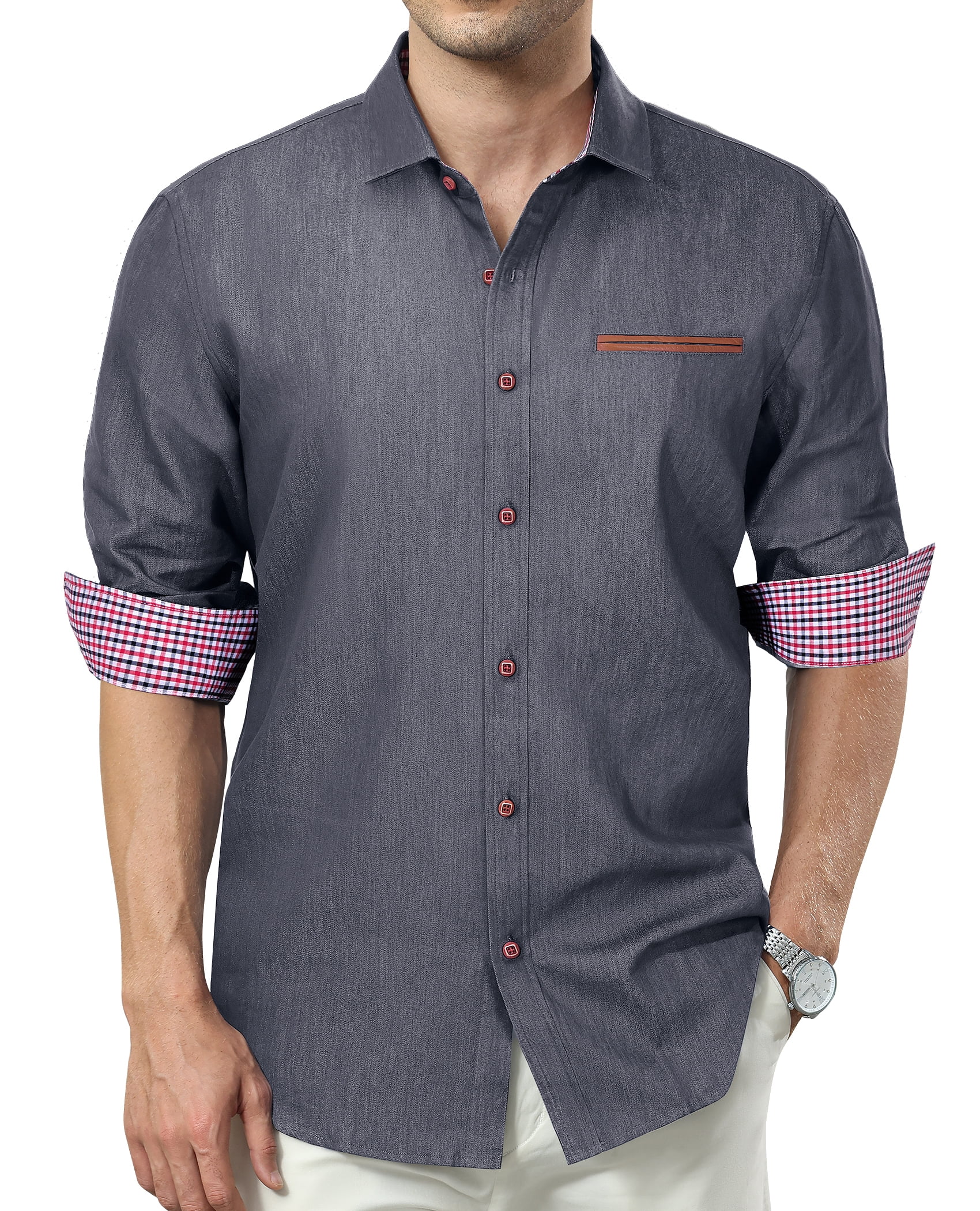 Men's Denim Shirts Long Sleeve Shirts Denim Jackets Men's Fashion Light Blue Printed Casual Shirts Denim Black Denim Jackets main image 0