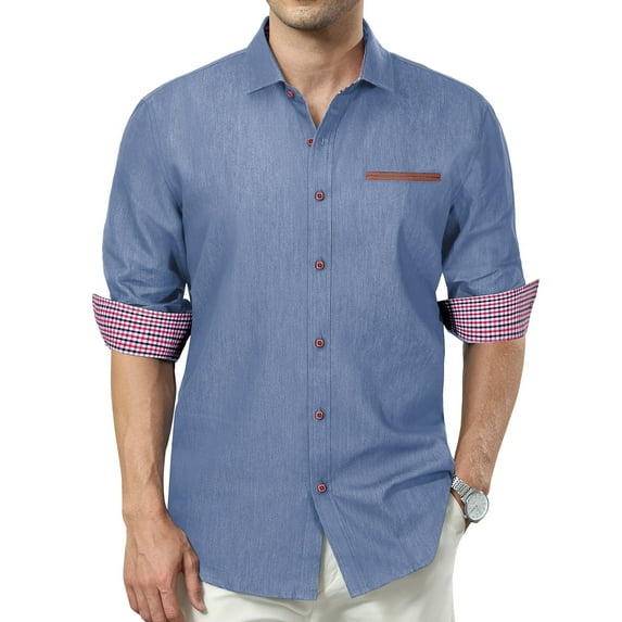 sogami Men's Denim Shirts Long Sleeve Casual Button Down Shirt Regular fit