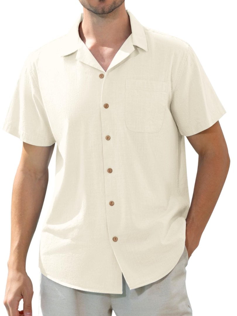 Walmart exclusive discounts  Alimens & Gentle Men's Short Sleeve Linen Hawaiian Shirt with Pocket, Breathable and Comfortable
