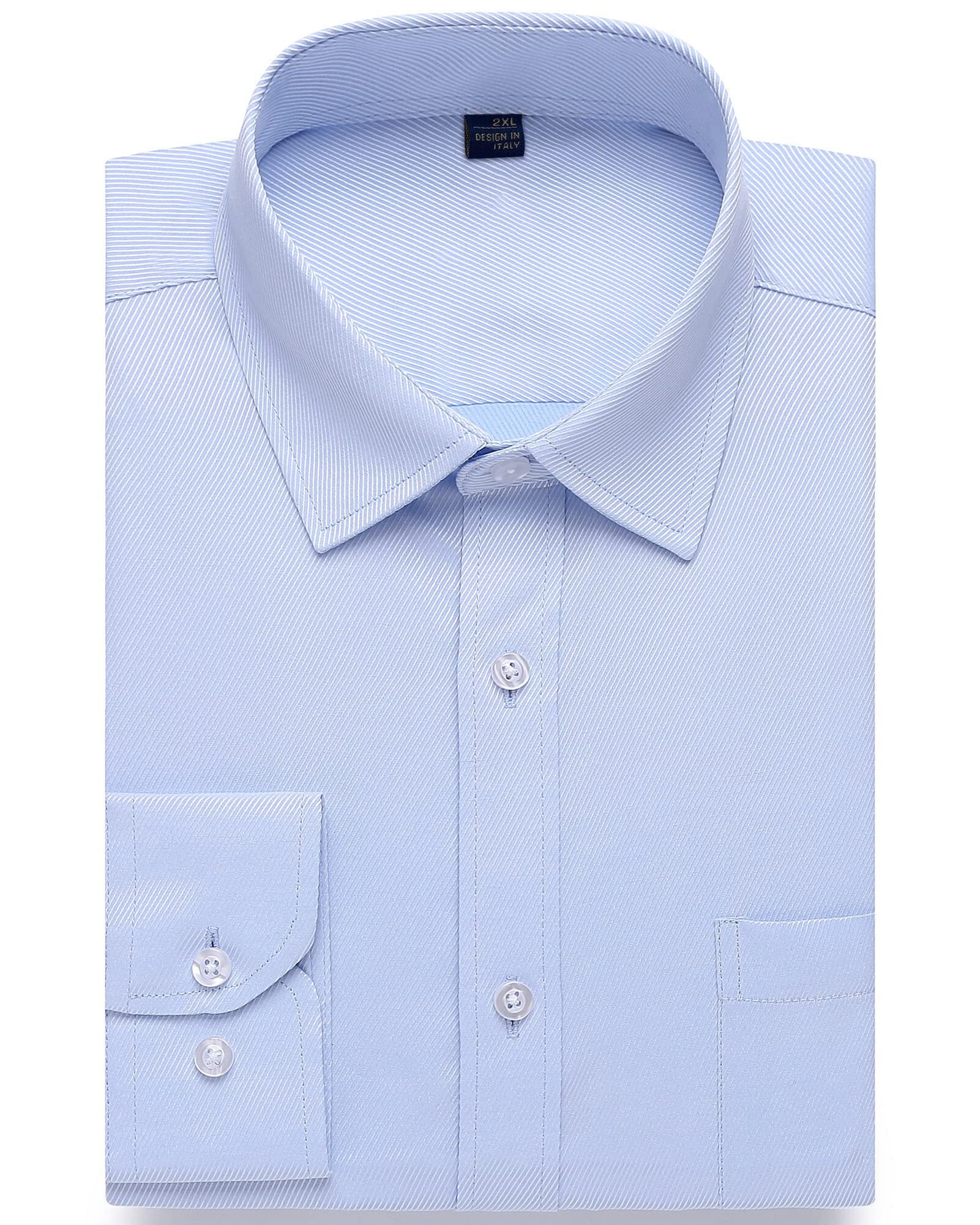 Alimens & Gentle Men's Long Sleeve Business Shirts Solid Basic Shirt ...