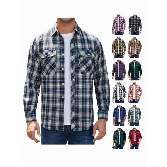 sogami Men's Long Sleeve Button Down Shirt Soft Flannel Plaid Shirts