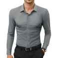 thumbnail image 1 of sogami Men's Long Sleeve Button Down Shirts Stretch Dress Shirts Muscle Fit, 1 of 8