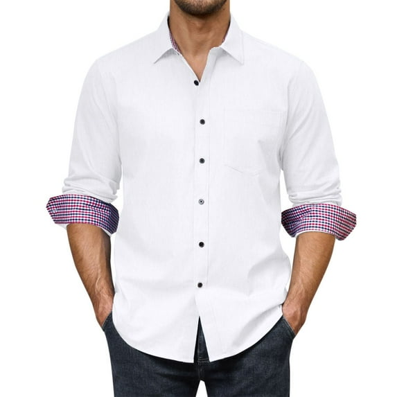 Alimens & Gentle Men's Long Sleeve Denim Shirts Casual Button Down Shirt with Pocket