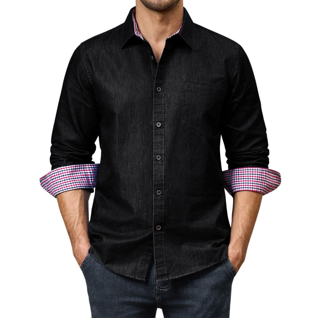 Men's Long Sleeve Denim Button Down Shirt