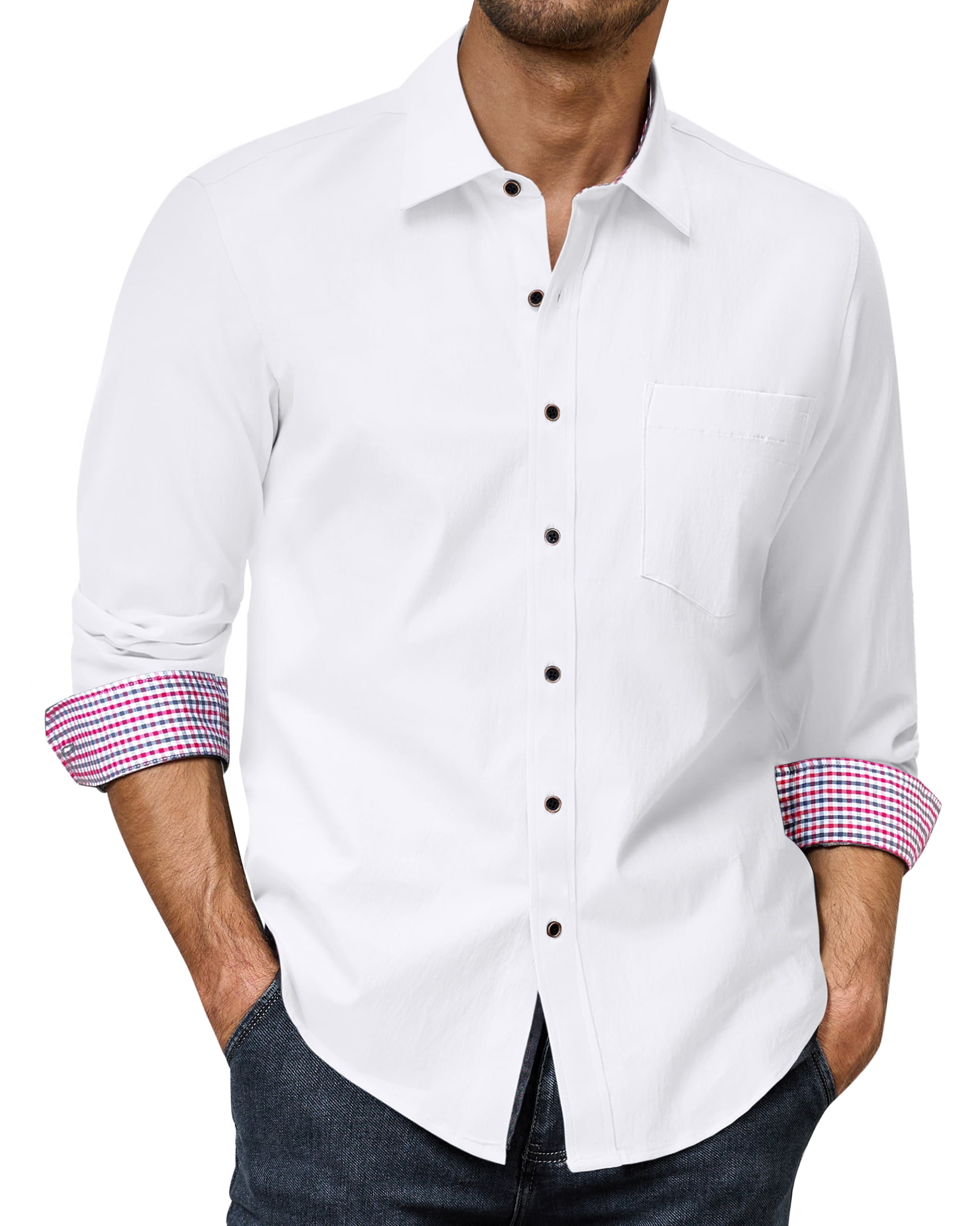 Men's Full Size Casual Long Sleeve Denim Shirt with Pockets Plus Size