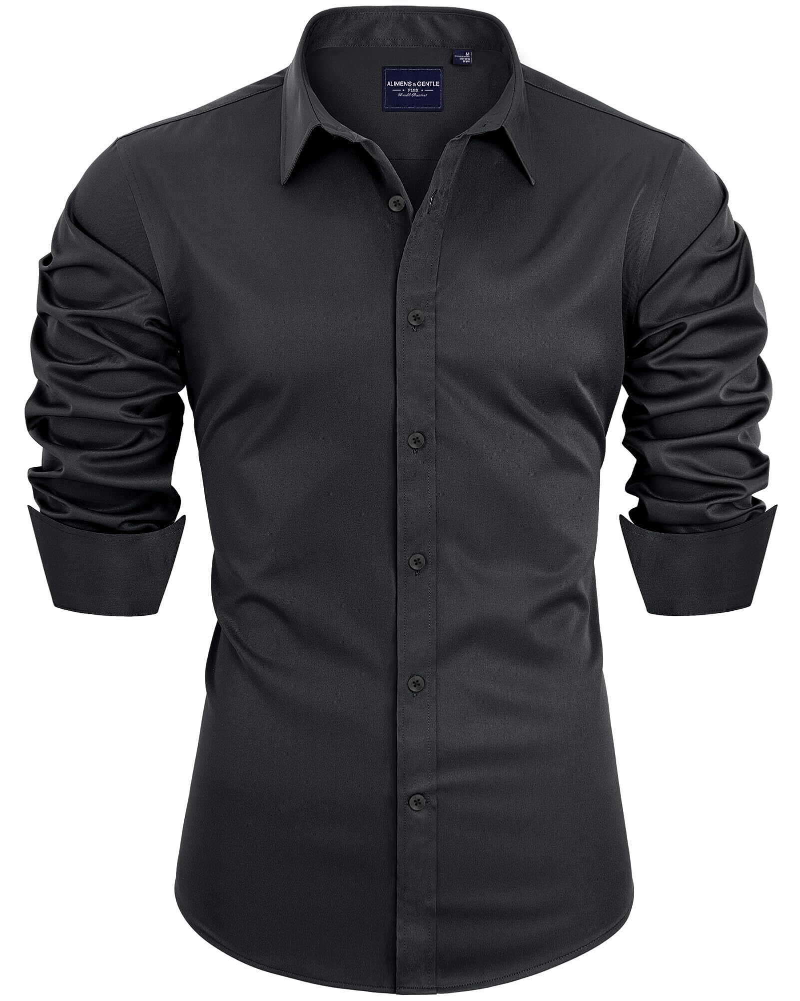 Alimens & Gentle Men's Long Sleeve Dress Shirt Wrinkle-Free Button Down ...