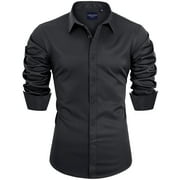 Alimens & Gentle Men's Long Sleeve Dress Shirt Wrinkle-Free Button Down Shirts Slim Fit
