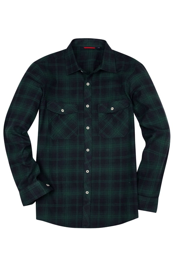 Men's Long Sleeve Flannel Casual Shirts Regular Fit 100% Cotton