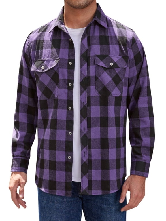 Men's Long Sleeve Flannel Shirts Casual Button Down Shirt