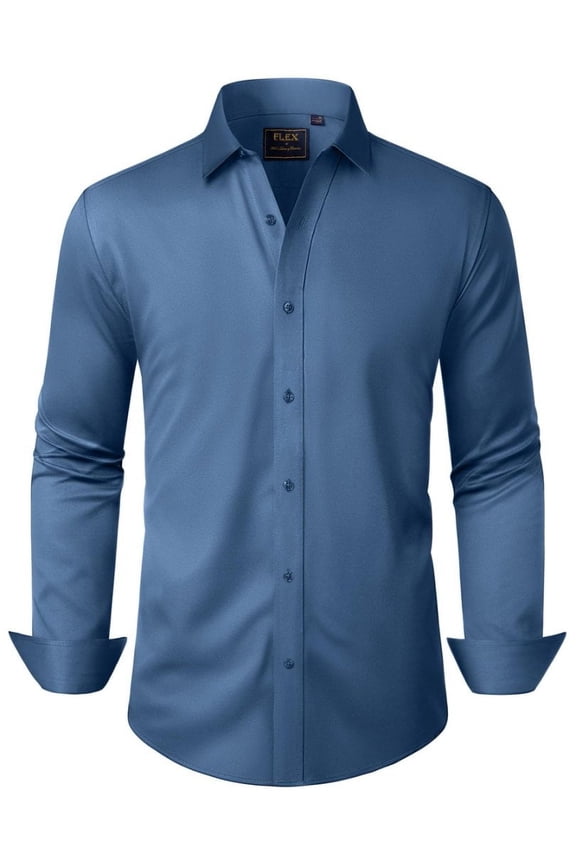 Men's Long Sleeve Stretch Dress Shirts Casual Button Down Shirt