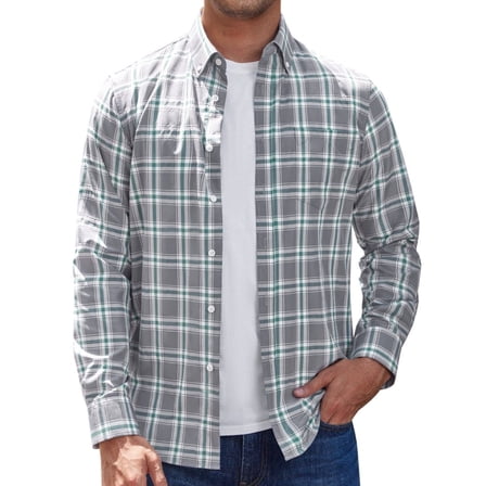 sogami Men's Plaid Button Up Shirts Comfort Long Sleeve Cotton Shirts Relaxed Fit