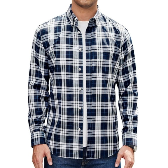 sogami Men's Plaid Button Down Shirts Long Sleeve Business Casual Shirts