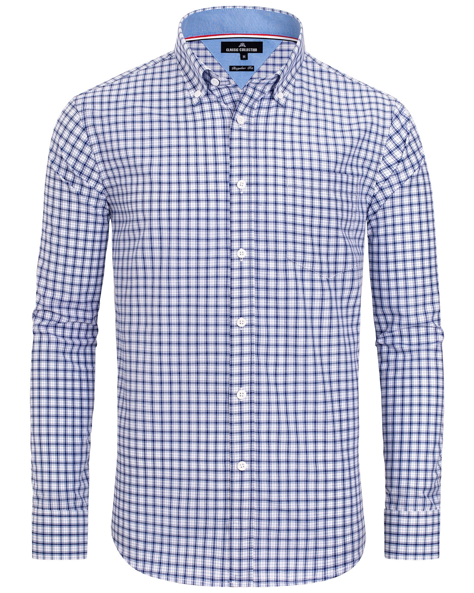 Alimens & Gentle Men's Plaid Button Down Shirts Cotton Long Sleeve ...