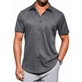 thumbnail image 1 of sogami Men's Short Sleeve Business Shirts Summer Dress Shirts Regular Fit, 1 of 7