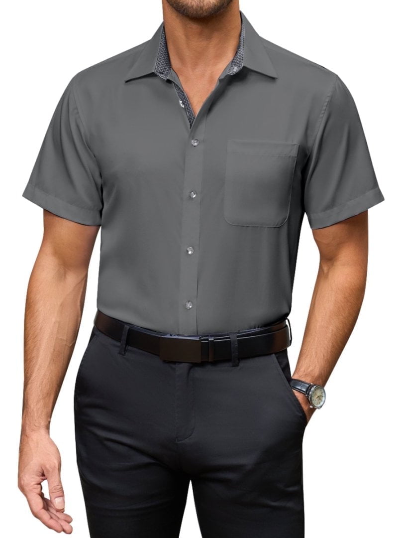 mens cotton spandex dress shirts Men's Performance Dress Long Sleeve Button-Down Shirt