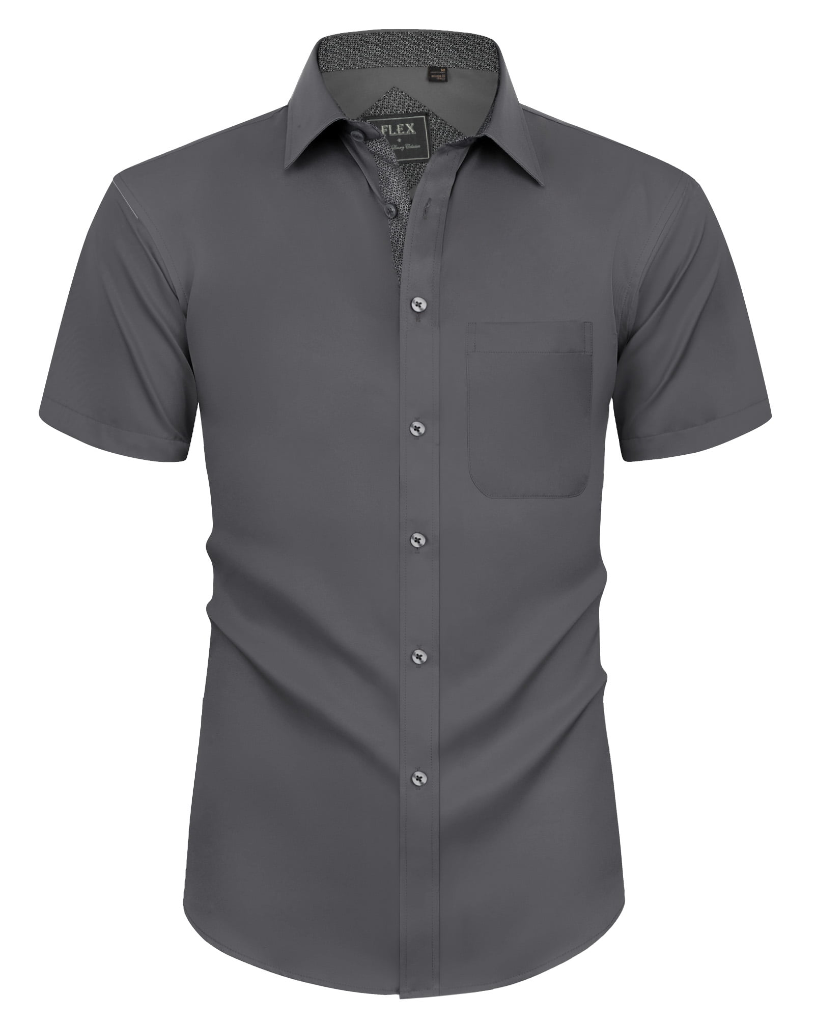 Alimens & Gentle Men's Short Sleeve Stretch Cotton Dress Shirt with ...