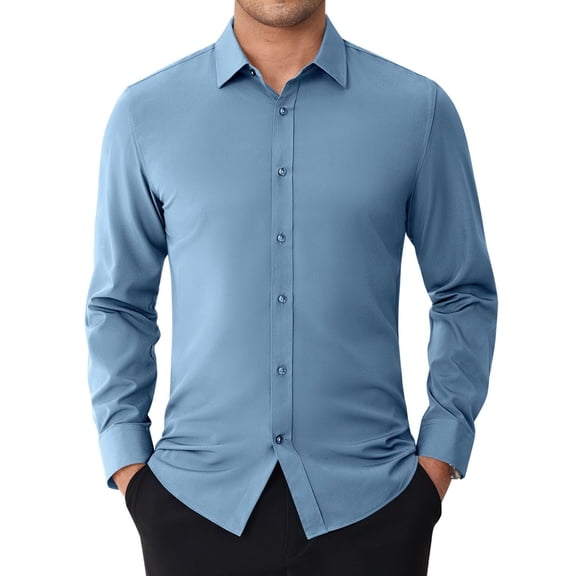 sogami Men's Stain-Resistant Slim Fit Dress Shirts Long Sleeve Stretch Button Down Shirt