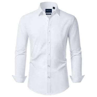 Alimens & Gentle Men's Long Sleeve Dress Shirt Stretch Stain-Resistant Button Down Shirt Formal Business Shirt