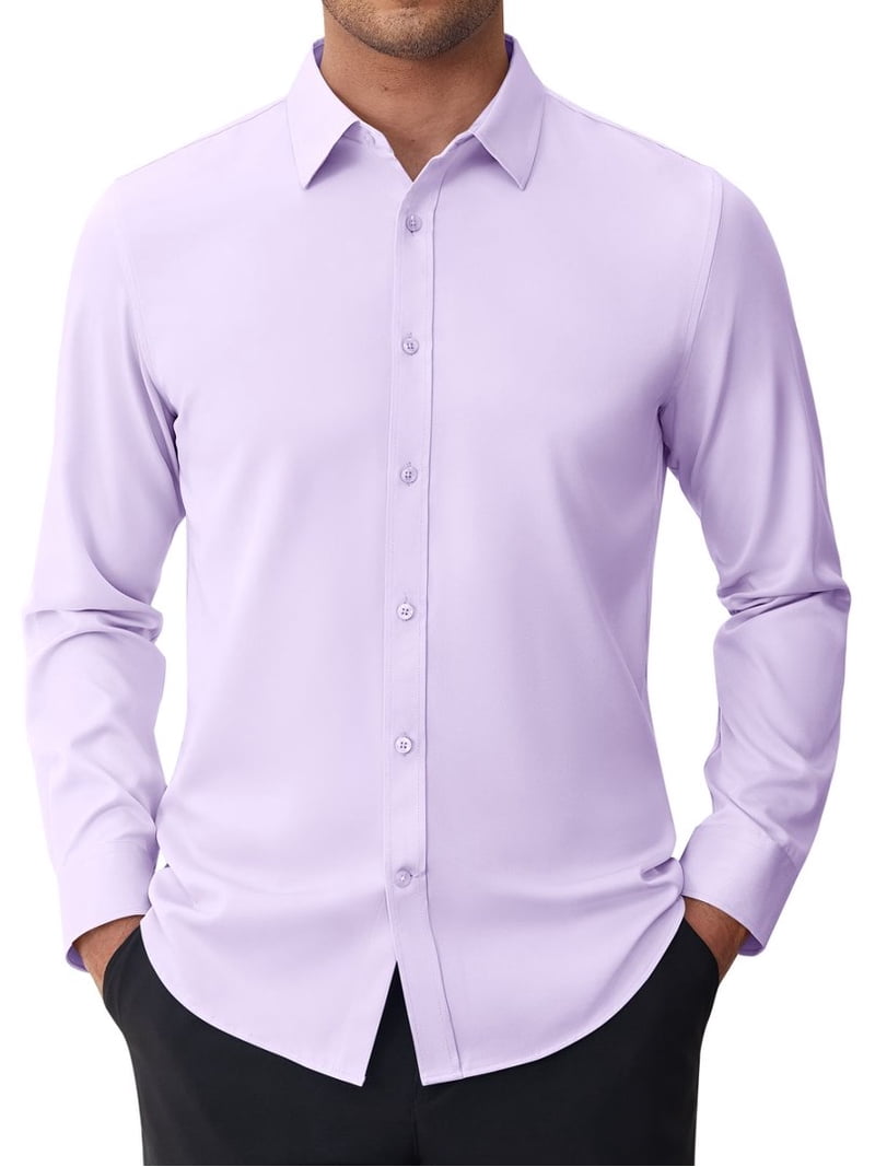 alimens & gentle men's dress shirts Sogami Men's Stain-Resistant Slim Fit Dress Shirts Long Sleeve Stretch Button Down Shirt, Size: Medium, Purple