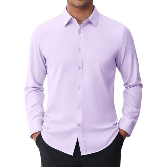 sogami Men's Stain-Resistant Slim Fit Dress Shirts Long Sleeve Stretch Button Down Shirt