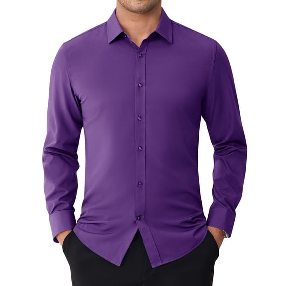 sogami Men's Stain-Resistant Slim Fit Dress Shirts Long Sleeve Stretch Button Down Shirt