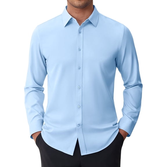 sogami Men's Stain-Resistant Slim Fit Dress Shirts Long Sleeve Stretch Button Down Shirt