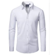 SOGAMI Alimens & Gentle Men's Long Sleeve Dress Shirt Stretch Stain-Resistant Button Down Shirt Formal Business Shirt