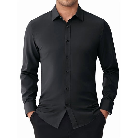 sogami Men's Long Sleeve Dress Shirt Stretch Stain-Resistant Button Down Business Shirt Slim Fit