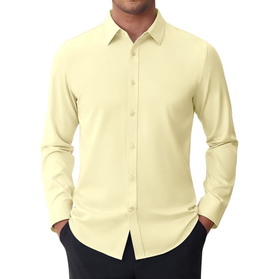 sogami Men's Stain-Resistant Slim Fit Dress Shirts Long Sleeve Stretch Button Down Shirt