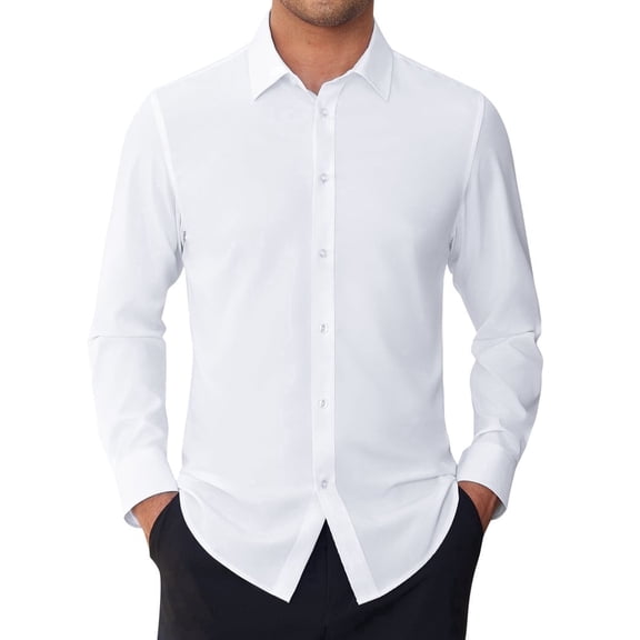 sogami Men's Stain Sheild Dress Shirts Long Sleeve Stretch Button Down Shirt Slim Fit