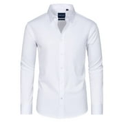 Alimens & Gentle Men's Stain Sheild Dress Shirts Long Sleeve Stretch Button Down Shirt