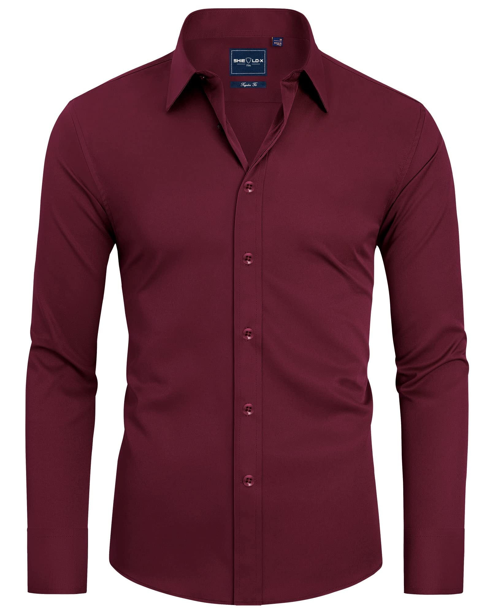 Alimens & Gentle Men's Stain Sheild Dress Shirts Long Sleeve Stretch Button Down Shirt