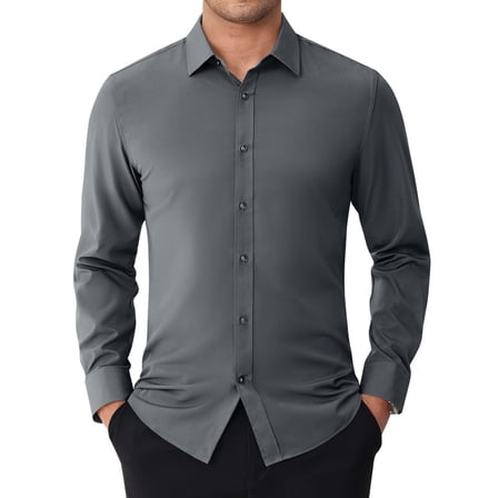 sogami Men's Stain-Resistant Slim Fit Dress Shirts Long Sleeve Stretch Button Down Shirt