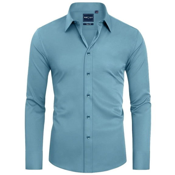 sogami Men's Long Sleeve Dress Shirt Stretch Stain-Resistant Button Down Shirt Formal Business Shirt