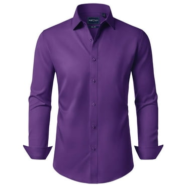 Alimens & Gentle Men's Long Sleeve Dress Shirt Stretch Stain-Resistant Button Down Shirt Formal Business Shirt