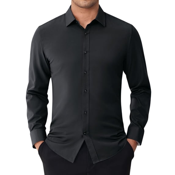 sogami Men's Long Sleeve Dress Shirt Stretch Stain-Resistant Button Down Shirt Formal Business Shirt